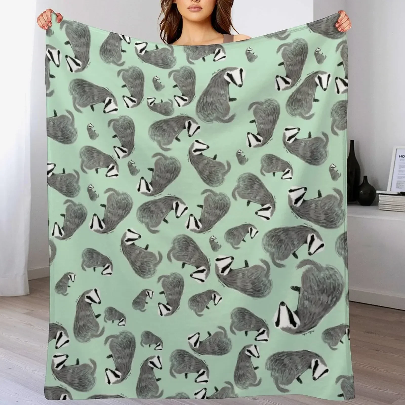 

European Badger pattern Throw Blanket christmas gifts Cute warm winter valentine gift ideas Blankets