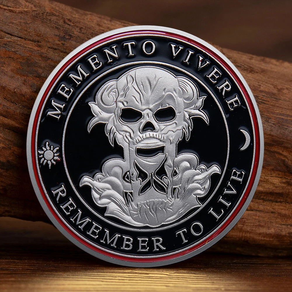 تذكر أن يعيش Memento Vivere Souvenir Coin مطلية بالذهب Memento Mori وقتك سوف يأتي عملة تذكارية