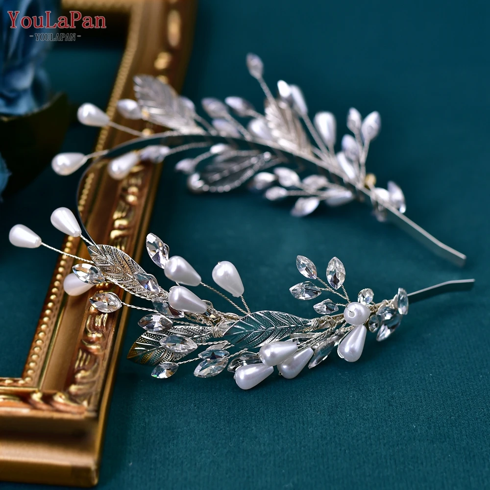 

YouLaPan Bridal Wedding Rhinestone Hair Hoop Bride Headpiece Bridesmaid Pearl Headband Women Jewelry Girl Party Gift HP586