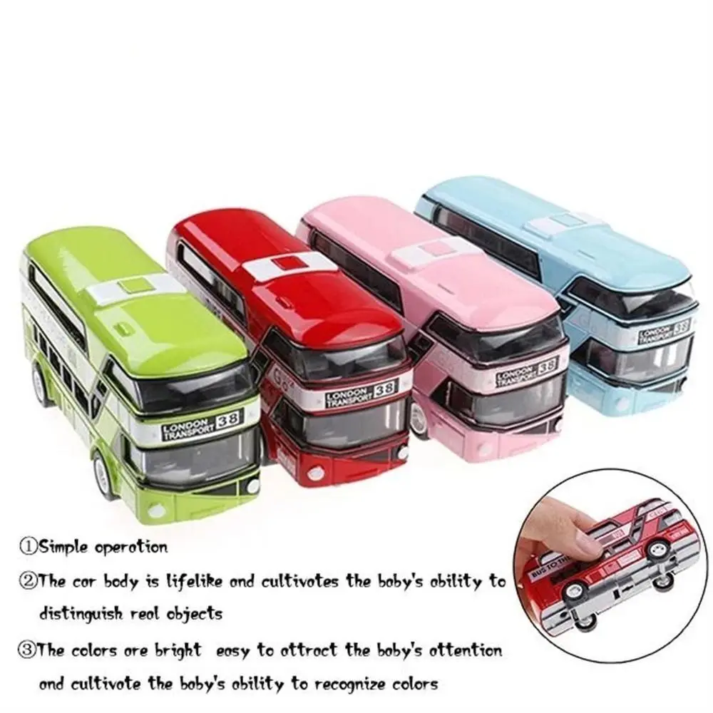 High Quality Skin-Die Cast Plastic Double Decker Bus Toy Alloys Pull back and return Kids Toy Model Pull Back Toys Kids