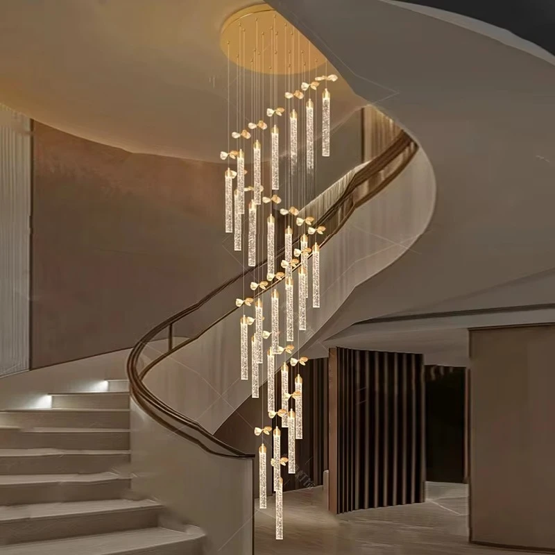 Stair chandelier, living room chandelier, indoor lighting,Modern home decoration luxury crystal chandelier
