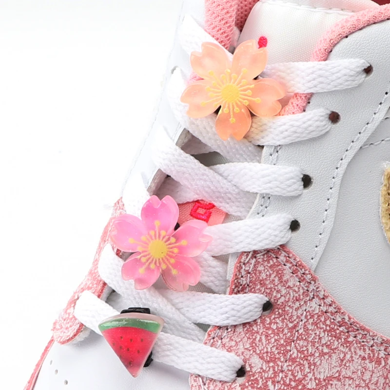 Cute Flowers Fruit Shoe Laces Decorations Buckle Charms Shoelaces for Sneaker Luxury Shoes Accessories for AF1 Women Man 1 Pcs