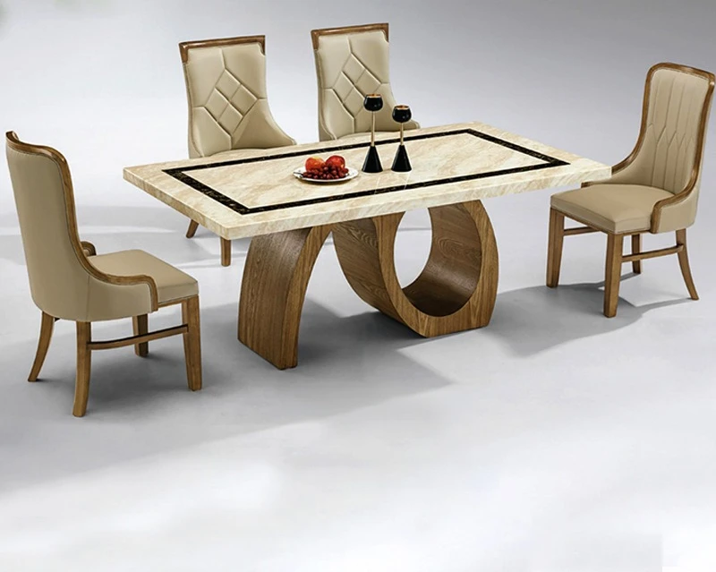 

Marble dining table Solid wood home hotel apartment furniture Modern rectangular table