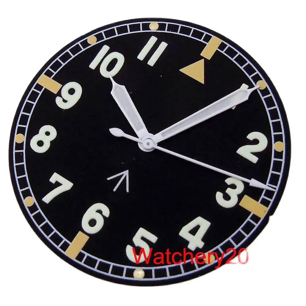 33.6mm Watch Dial Face Hand Luminous Pilot Style Fit NH35 NH36 MIYOTA 8215 821A DG 2813 ETA 2836 2824 Automatic Movement