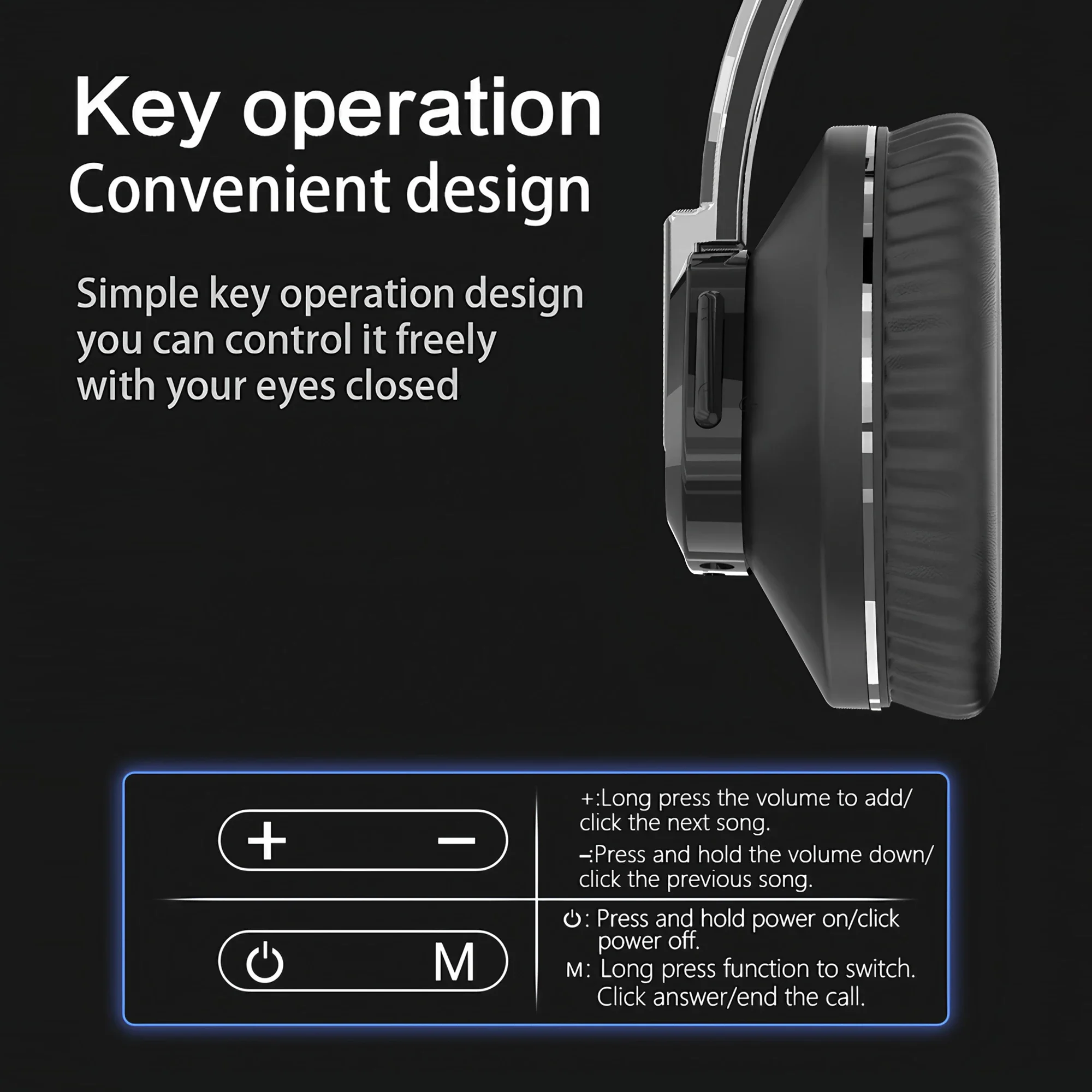 Wireless Over-Ear Bluetooth Headphones - Heavy Bass, Foldable Design, Type-C Port, Full-Cover Ear Cups, 9D Surround Sound