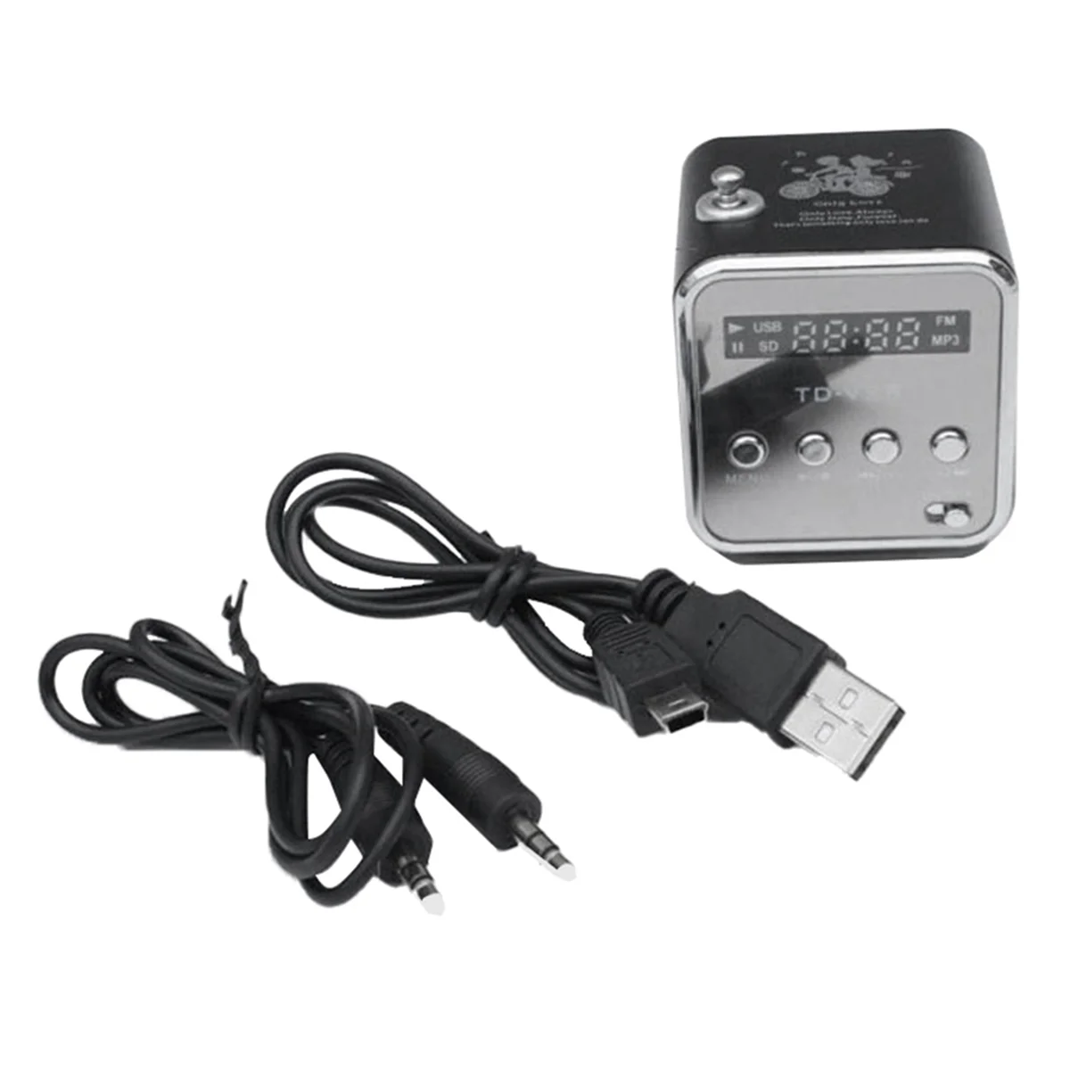 ABGI-3X TD-V26 Digital Portable Mini Fm Radio Receiver LED Loudspeaker Wireless Speaker MP3 Support SD/TF Card Black