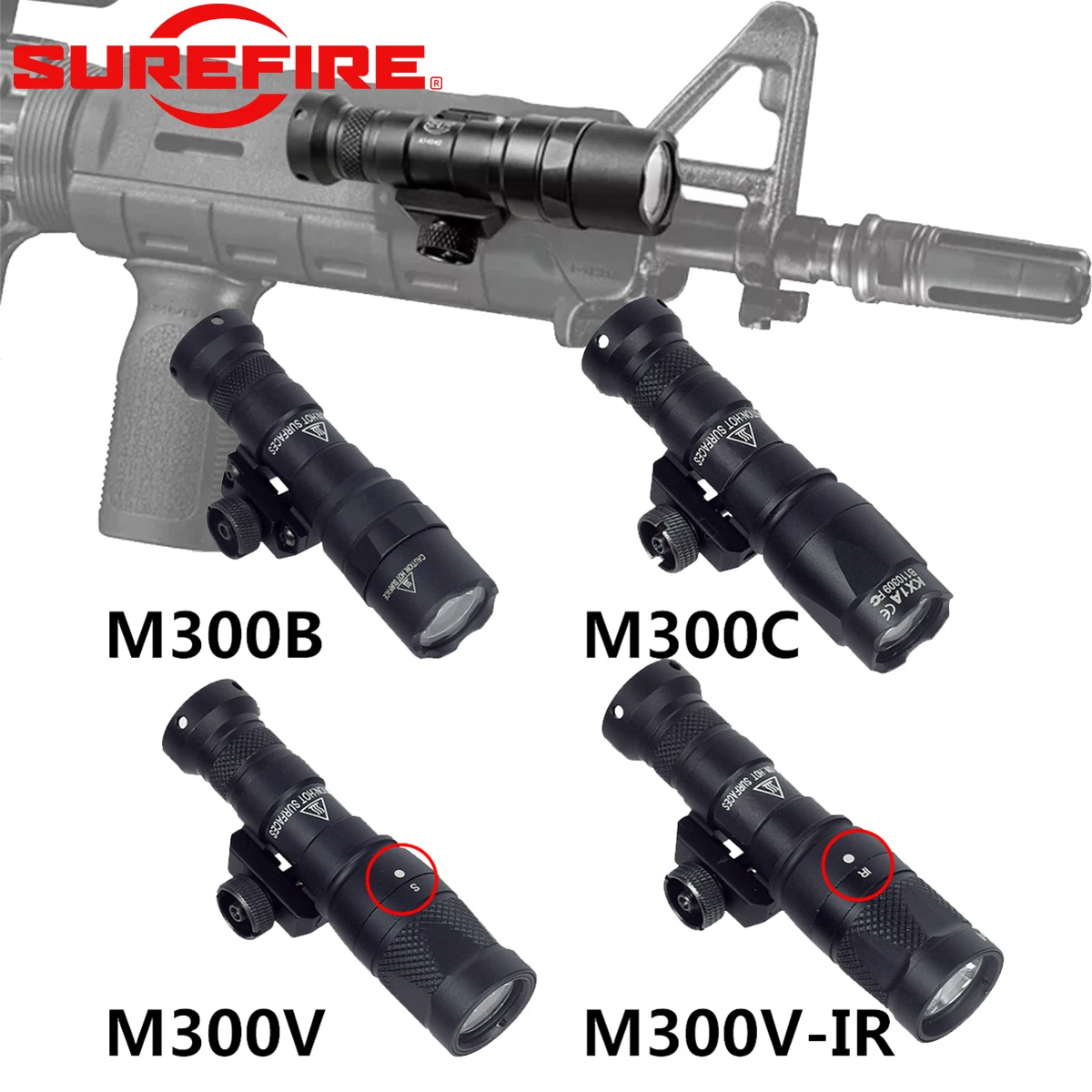 

SureFire M600C M600 M300 Upgrade M300V IR M600V IR Infrared Airsoft Weapon Scout LED AR15 Light Flashlight Fit 20MM Rail