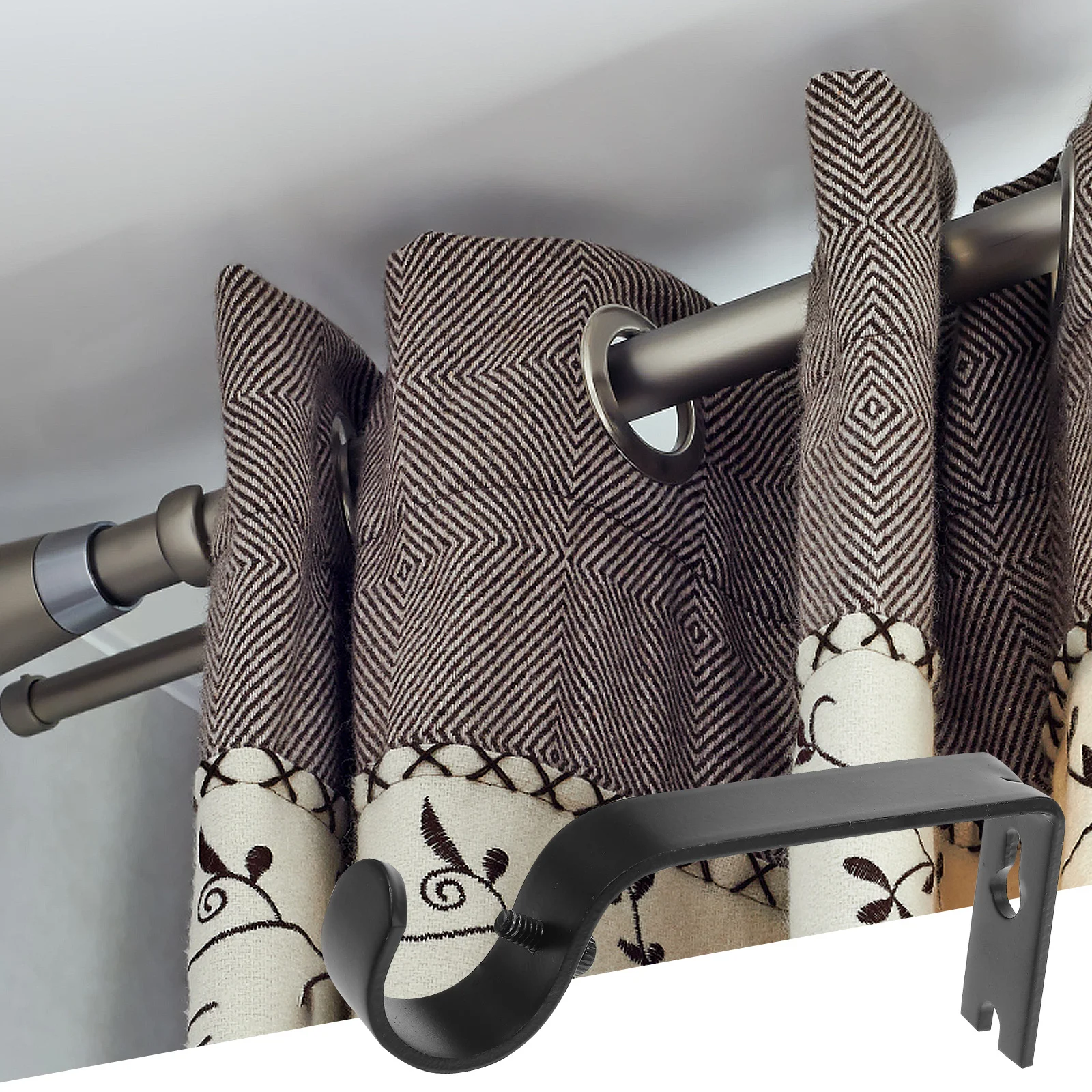 

3pcs Curtain Rod Brackets Adjustable Wall Mount Hooks For Curtain Rod Support Holder Iron Hardware Fittings Decor Accessories