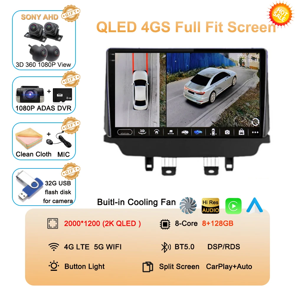 Auto radio Android 16 voor Mazda CX-3 CX3 Mazda 2 DK 2014 - 2021 Multimedia Videospeler QLED GPS Navigatie Draadloze Carplay Auto