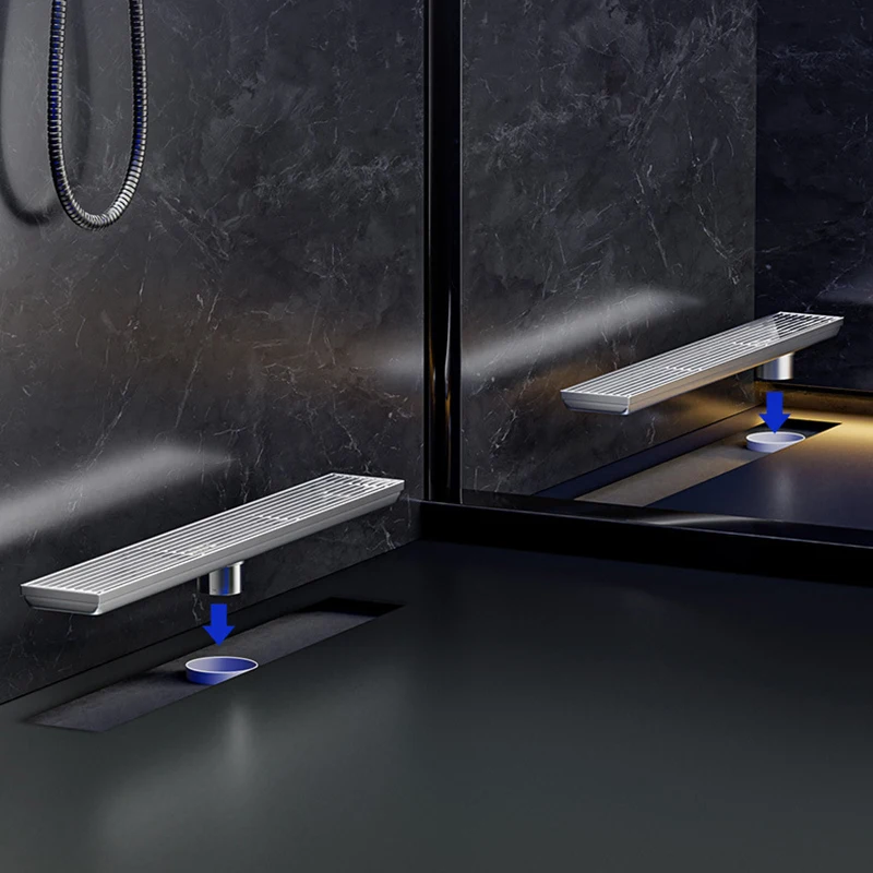 85mm Wide 304 Stainless Steel Long Strip Floor Drain Gold Black Bathroom Shower Grille Linear Rectangular Deodorant Floor Drain