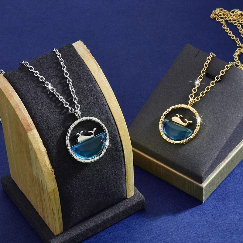 새로운 로맨틱 오션 고래 목걸이, 패셔너블하고 다재다능한 여성 가을 ​​겨울 스웨터 목걸이