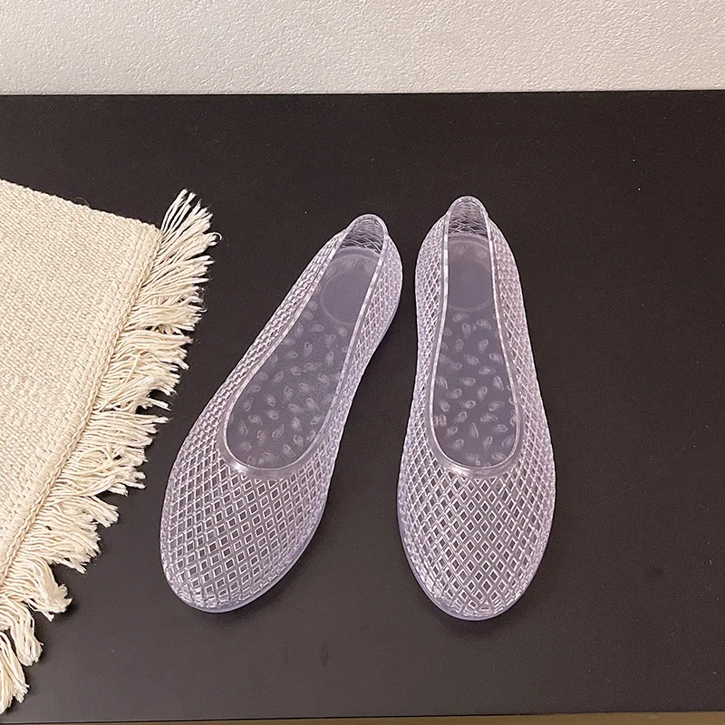 2026 Women's Hollow Out PVC Jelly Flats Breathable Closed-Toe Mesh Sandals Summer Baotou Comfortable Sandals Multi Colors