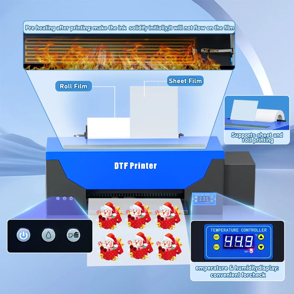 Hot Selling DTG Printer T-shirt Printing Machine Impresora DTF Printer A3 R1390 L1800 PET Film Transfer Printing Machine