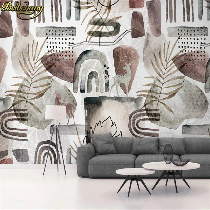 

Фотообои 3D на заказ, современные минималистичные скандинавские обои с зелеными свежими листьями, ретро-обои, фон для телевизора, декор для спальни, наклейки