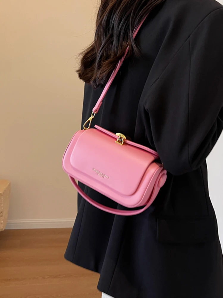 High-Grade Sense Women Small Square Bags 2024 Trendy Short Handle Handbags Classic PU Leather Lady Commuter Shoulder Bag