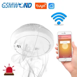 Tuya-Detector de humo con WiFi para el hogar, Sensor de seguridad para la cocina, alarma de incendios de 80db para la aplicación Tuya Smart Life