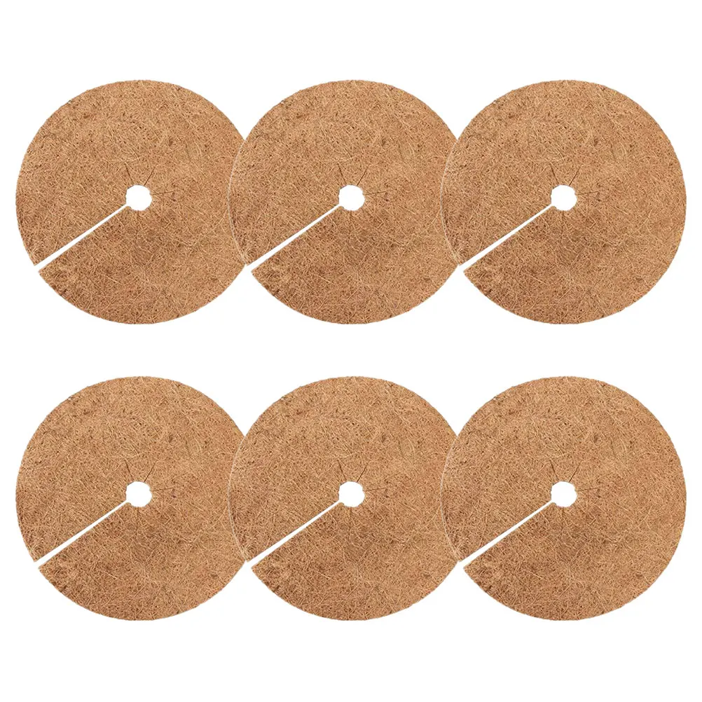 

6pcs Coconut Fiber Mats Durable Coir Plant Protective Round Design Coir Crafts Thick Suitable Growing Flowers Plants