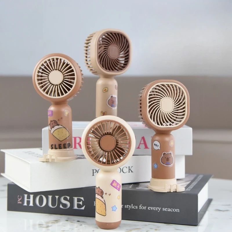 

New Cartoon Themed Best-selling Solid Color Handheld Small Creative USB Charging Fan, Student Mini Portable Fan