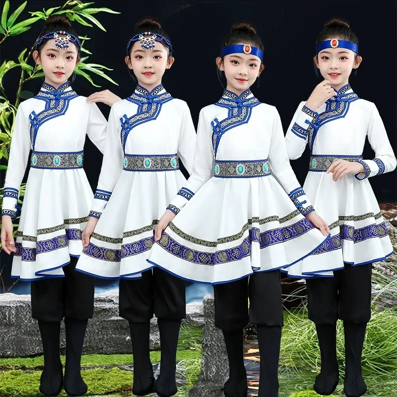 2025 Children's Mongolian dance performance costumes for male and female ethnic minority exam performance costumes