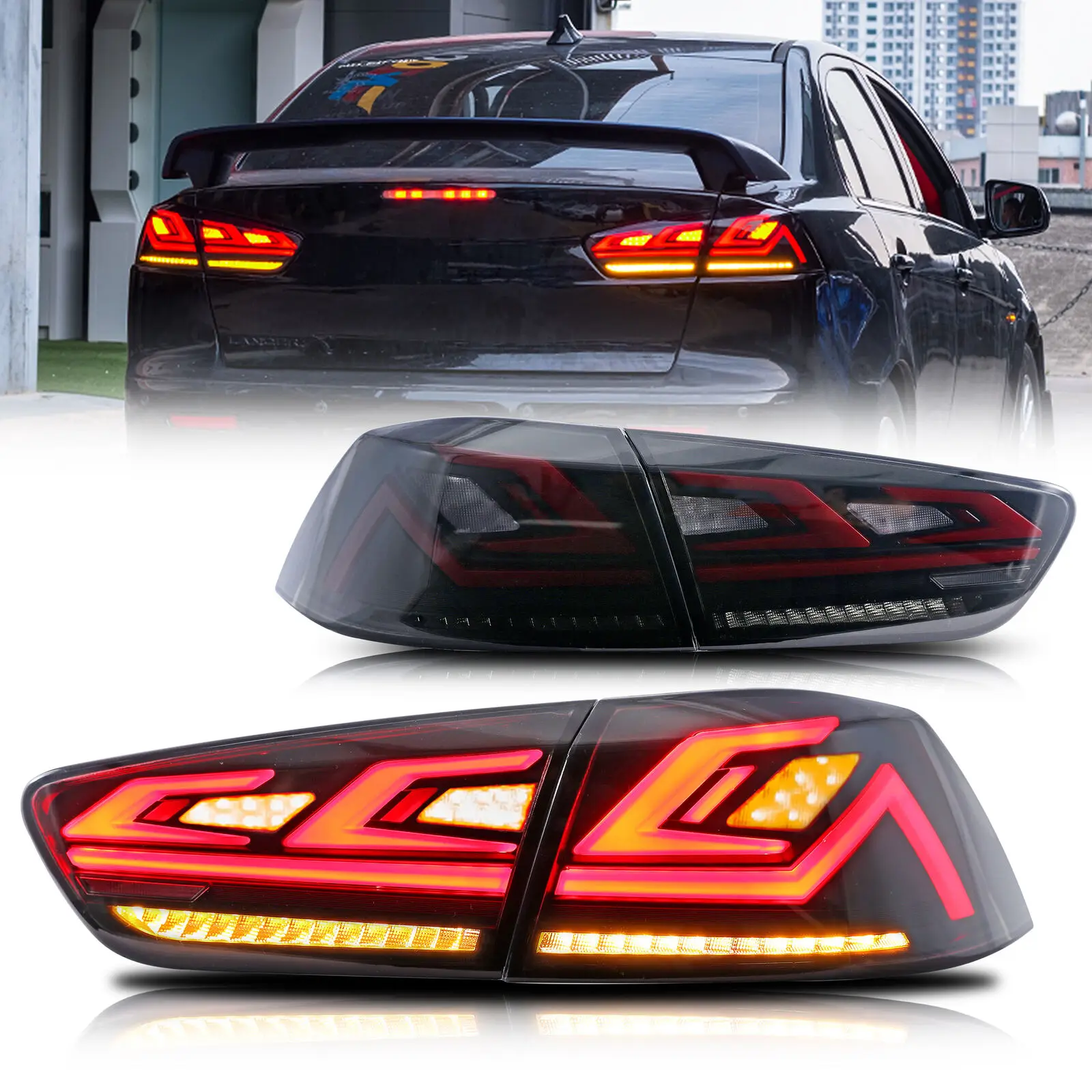 

LED Sequential Tail Lights Assembly for Mitsubishi Lancer 2008-2021 EVO X Rear Lamp Smoke