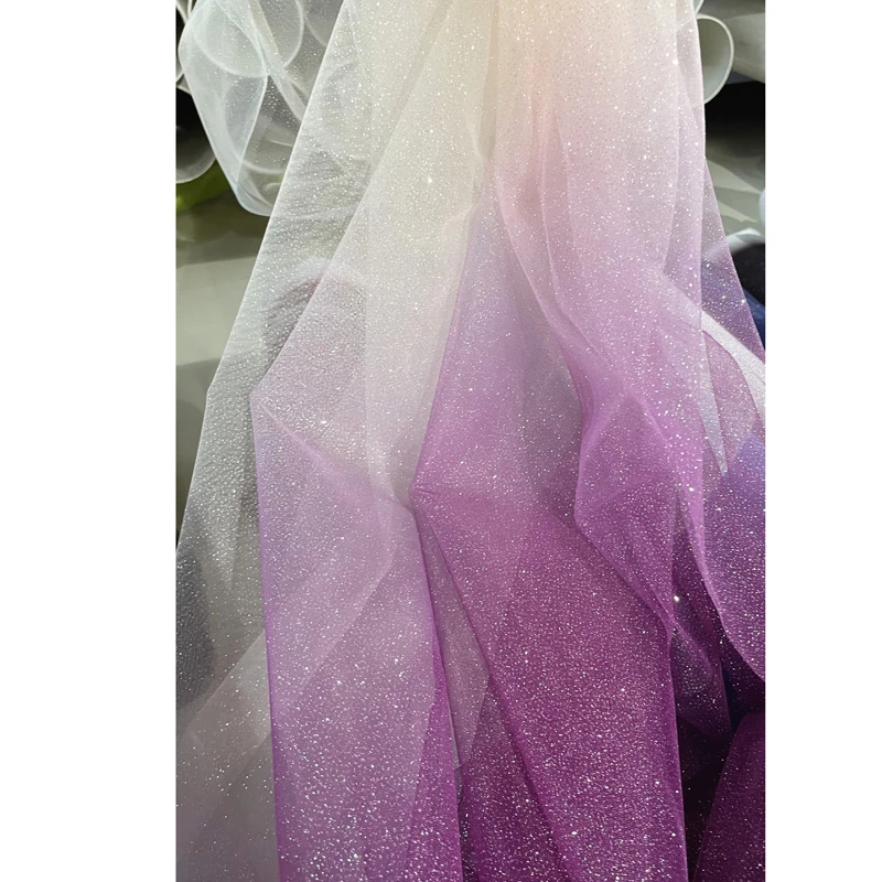 Sparkling Iridescent Glitters Tulle Apparel Dress Fabric Wedding Dress Net Mesh Lace Fabric Decoration Cloth DIY Sewing Supplies