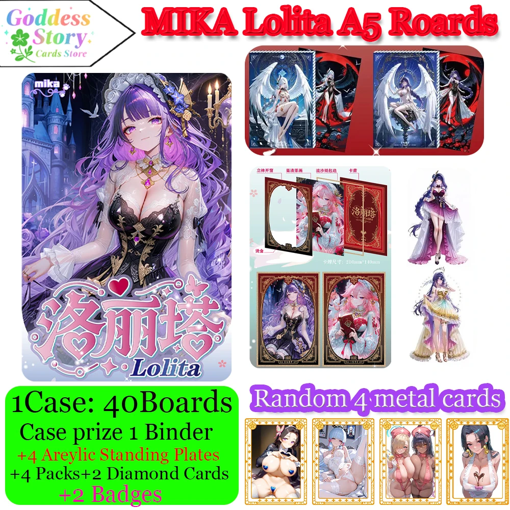 

2025 Newest MIKA Lolita A5 All Arcylic Boards Waifu Bricks Goddess Story Cards Swimsuit Bikini Collection Waves Kids Hobby Gifts