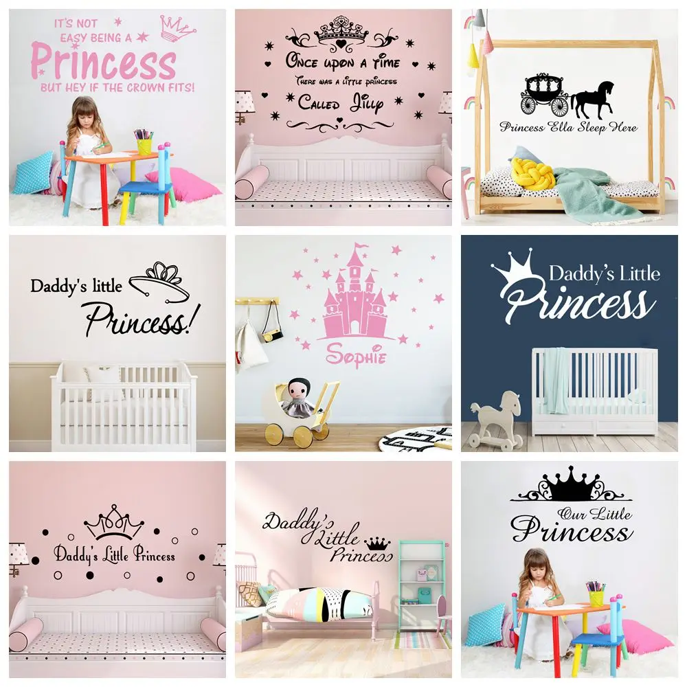

1 pc nice little cute princess custom name Wall Sticker Pvc Wall Art Stickers Modern Fashion Wallsticker For Kids Rooms Sticker
