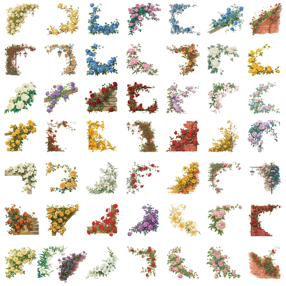 50/100 pezzi grappoli di fiori vintage adesivi nostalgia creativo bicicletta telefono streetwear skateboard bagagli adesivo graffiti