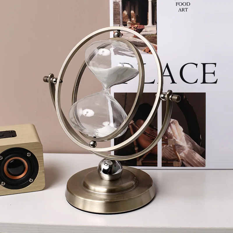 Nordic Creative Glass Hourglass Sand Timer Retro Desktop Decor for Bookshelf TV Cabinet Home Office Desk Decorative Ornament