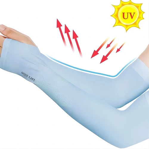 Imagen 2 del producto 1 par de fundas de protección solar de seda de hielo para brazos, cubierta de codo Unisex para ciclismo al aire libre, correr, pescar, conducir, mangas de brazo Anti-UV frescas