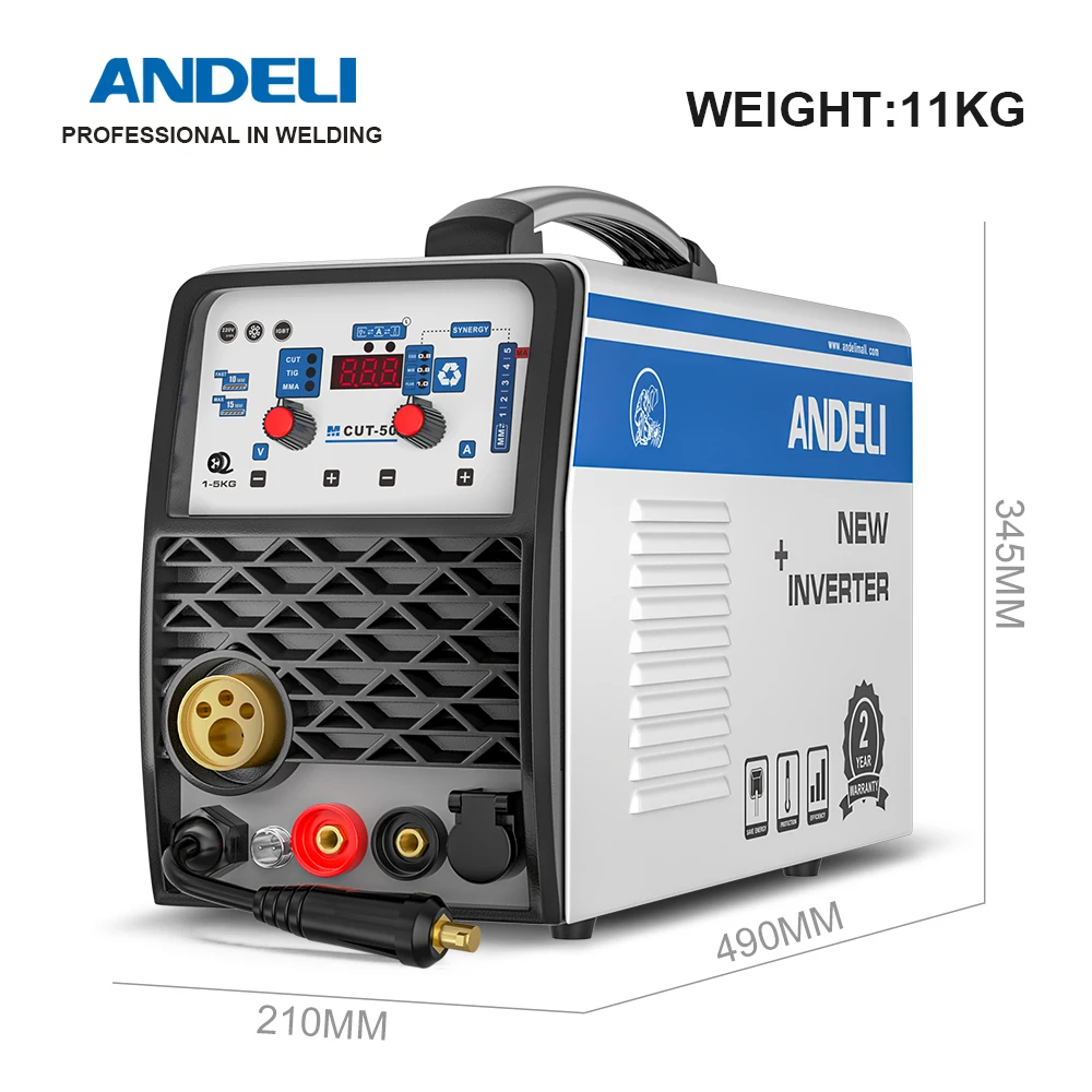 ANDELI Multi-Function Welding Machine MIG CUT ARC MMA 3 in 1 Welder Semi-Automatic Mig/plasma cutting/stick M CUT-50 cutter 220V