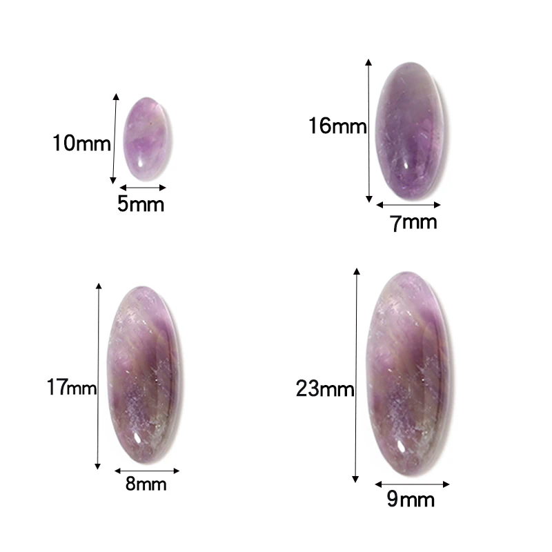 5pcs/3pcs Natrual Stone Amethyst Cabochon Oval Flatback  For DIY Jewelry Making Pendant/Earrings Accessories