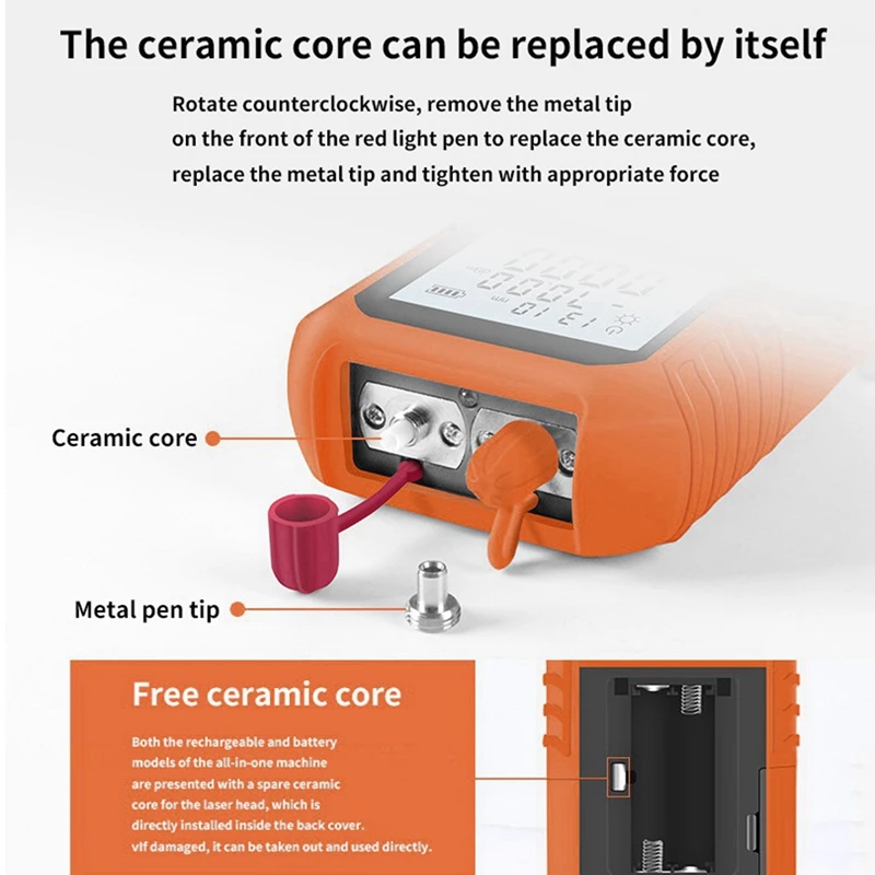 Óptico Power Meter Visual Fault Locator, Caneta de Luz 5km, Iluminação LED, Rede OPM, Cabo de Fibra Óptica, 10X, 4 em 1