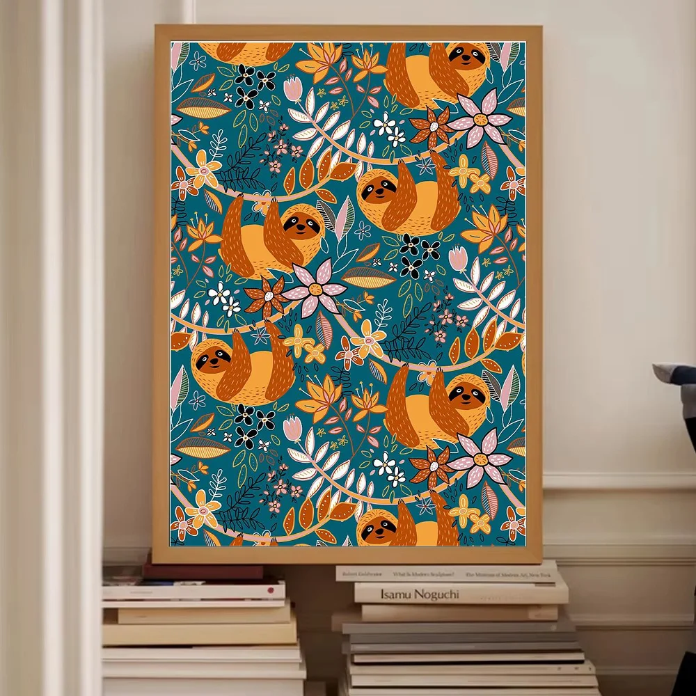 لطيف الكسل قماش جدار الفن الغابات الحيوان اللوحة ديكور المنزل غرفة المعيشة غرفة نوم الجدار الشنق هدية الفن الحديث الطباعة #2