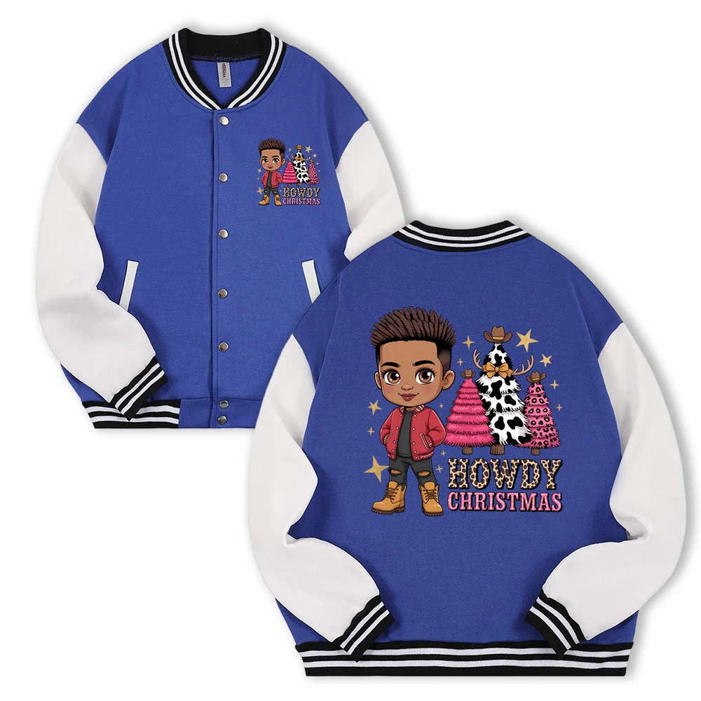 

Wishing You A Happy Christmas Print Jackets Man Fashion Button Baseball Jersey Casual Soft American Top Unisex Fleece Streetwear