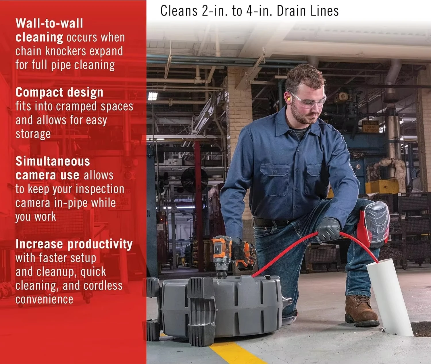 K9-204 Chain Machine Pipe Gutter Cleaning Commercial Large Pipe Trunk Pipe Unclogging 8 Inch view 5