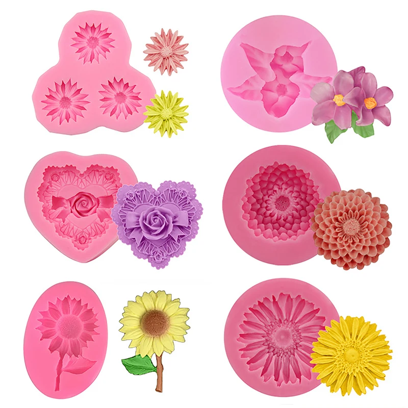 3D Daisy Lily Flower Silicone Mold Resin Mold Chocolate Cake Fondant Decoration Baking Tool Kitchen Dessert Making Soap DIY Gift