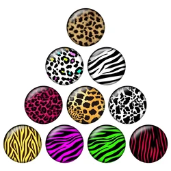 24Pcs/lot 10mm 12mm 14mm 18mm 20mm 25mm Leopard Zebra Print Glass Cabochons for Necklace Bracelet Earrings Jewelry Findings H073