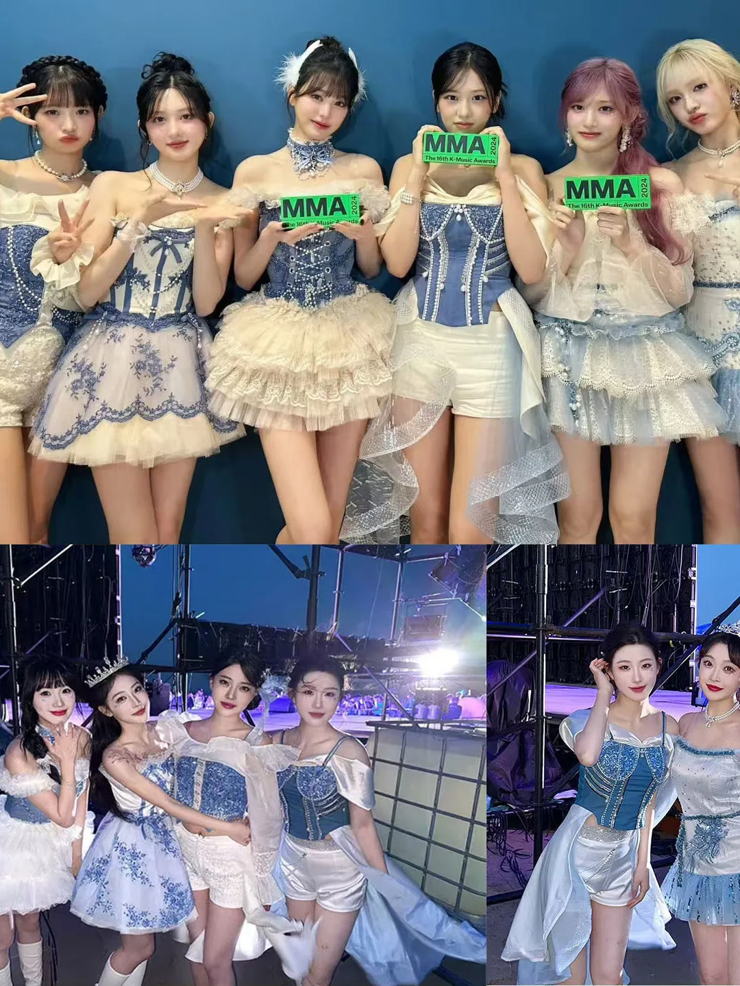 

Sweet Blue Dance Performance Dress for Women's Group KPOP Stage Costume Dreamy Fairy Tale Style Polyester Fabric Ensemble