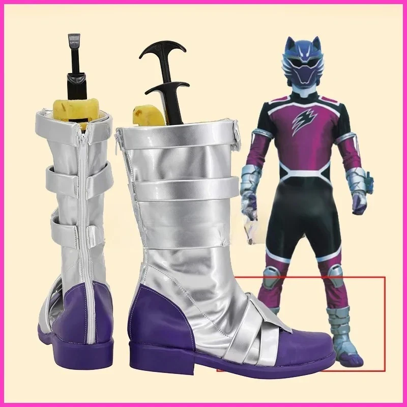 코스프레 신발 슈퍼 센타이 주켄 센타이 게키랑게 퍼플 고우 후카미 부츠 할로윈 파티 의상 액세서리 맞춤 제작