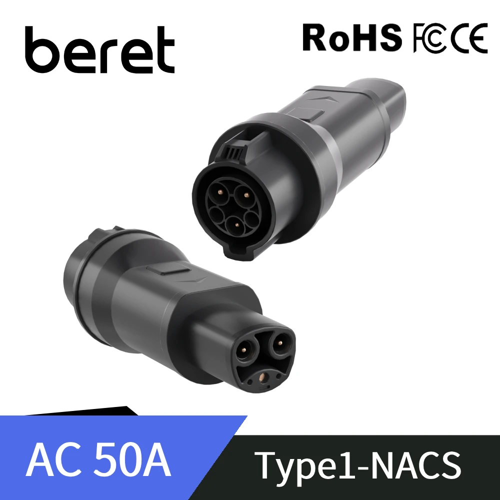 

BERET Type1 to Tesla Electric Vehicle Charging Connector 50A SAEJ1772 To NACS EV Charger Converter Adapter