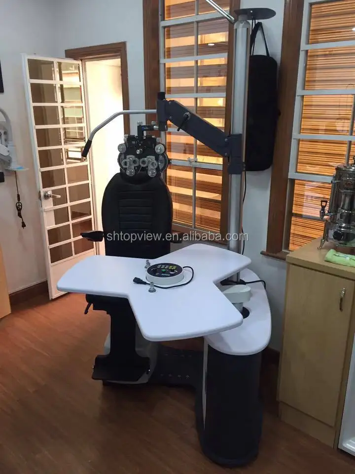 Triangular tabletop S-900A Ophthalmic Unit Combined Table and Electric Lifting Chair For Eye Clinic