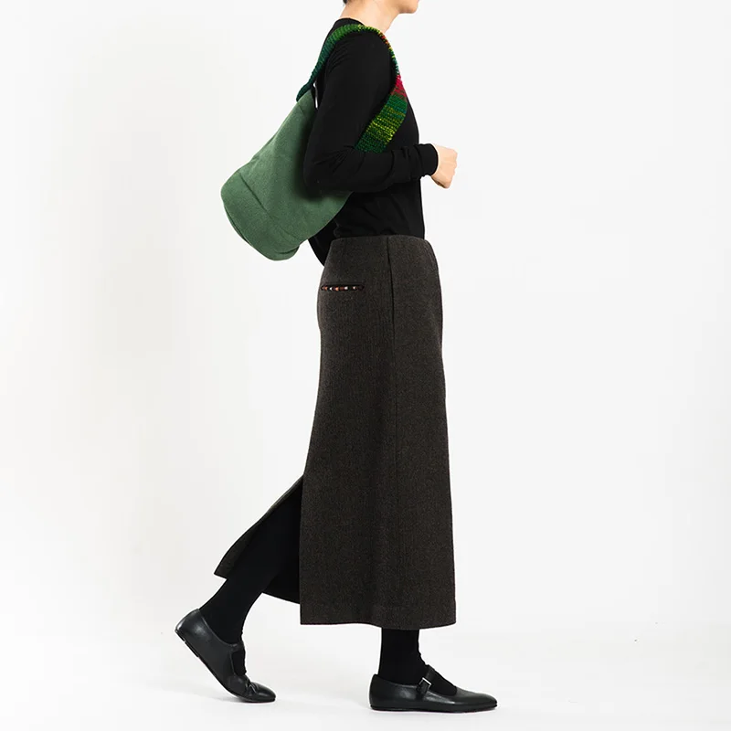 

Женская шерстяная прямая юбка-труба с цветным плетением, весенняя, модная, повседневная, теплая, для города, Urban Tribe Tribe2026 CF8999