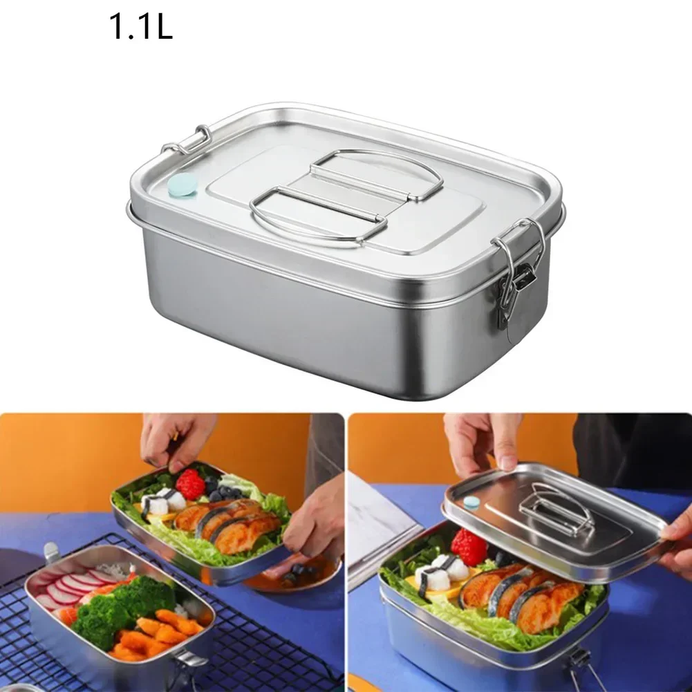 Convenient and Portable 1100ml Capacity Lunch Box  Stainless Steel  Detachable Vent  Easy to Clean  Preserve Food Freshness