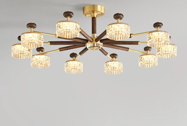 

Black walnut all-copper French medieval villa hall aesthetic chandelier