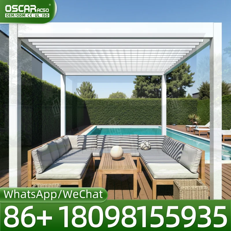 Modern Bioclimatic Waterproof Louvre Roof Motorized Outdoor Aluminium Pergola for Garden Patio Backyard pergola