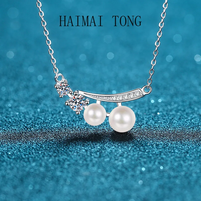 

HAIMAITONG Necklace: Women's Pt950 moissanite Necklace, Freshwater Pearl Collar Chain