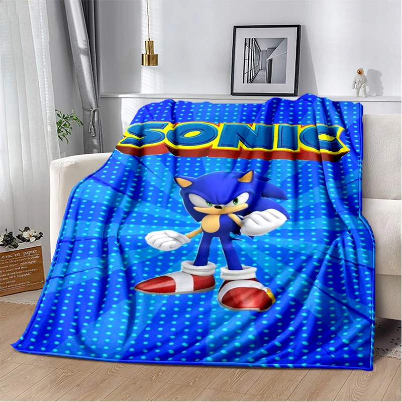 Modische S-Sonic Cartoon-Spiel-Flanelldecke, weiche, warme Decke für Schlafzimmer, Wohnzimmer, Bett, Reisen, Camping, Picknick, Kindergeschenk