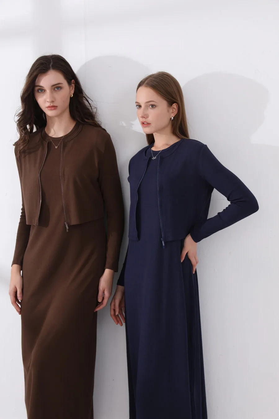 AS ropa de mujer cárdigan con cremallera vestido largo Maxi ropa de tela acanalada de marca de fibra natural (enviar en 1 día