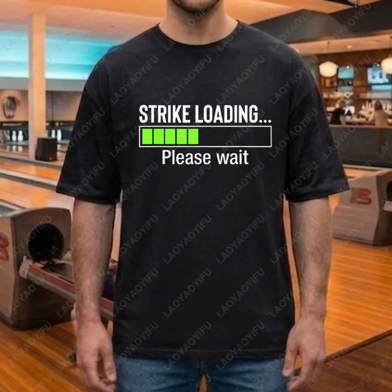 Funny Bowling Strike Loading Graphic T-Shirt for Men & Women Modal Short Sleeve Round Neck Casual Sports Tshirt for Bowlers